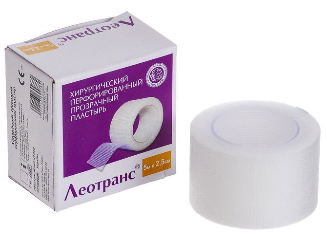 Хірургічний перфорований прозорий пластир: Леотранс 5м х 2,5см